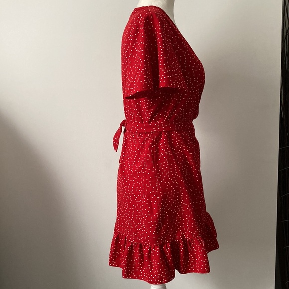 Wrap-Around Red Polka Dot Dress - Picture 7 of 11